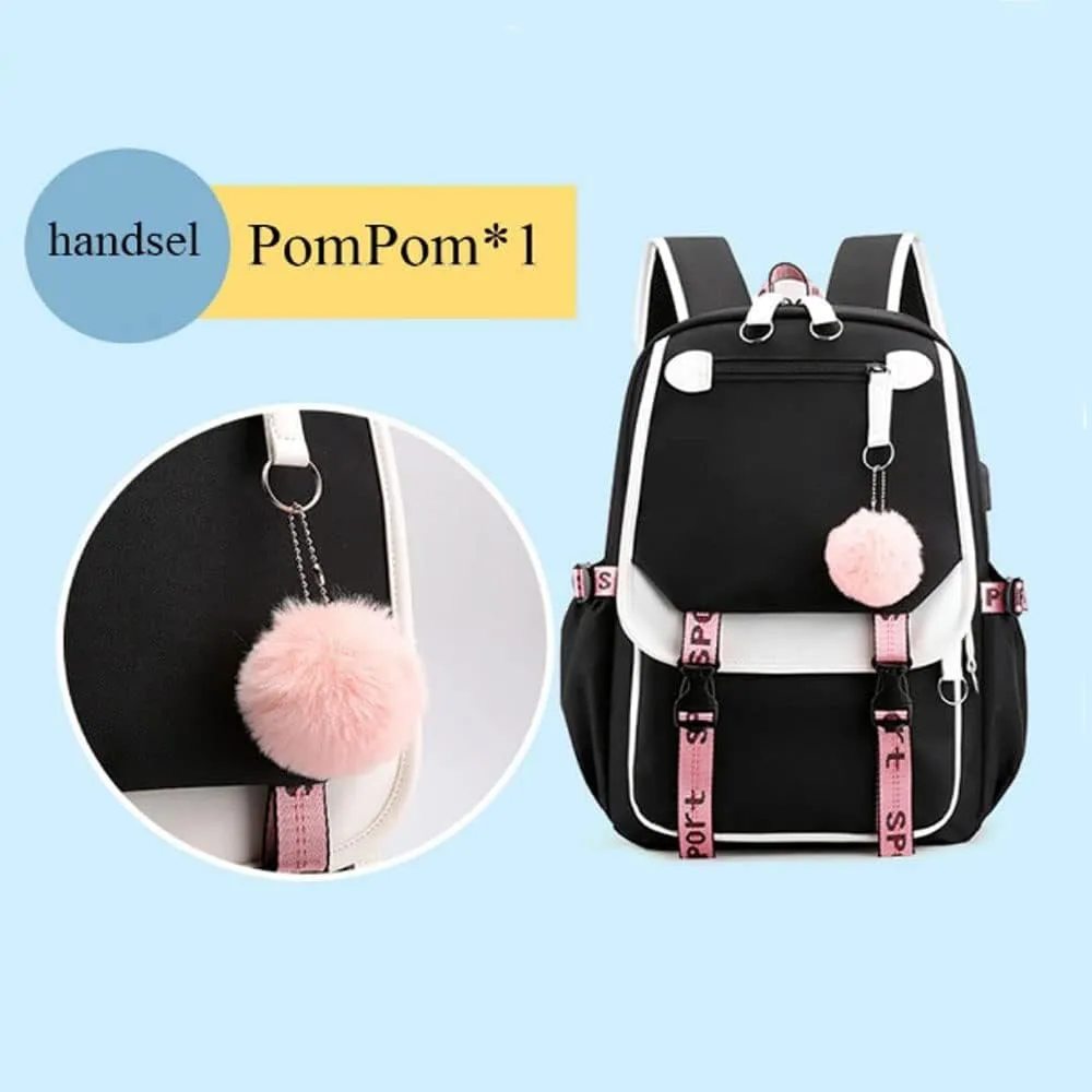 dageraad Backpacks For Teen Girls With USB Port,black cute backpack Can Hold 15.6in Notebook,Tablets.Girls Backpack Can Be Used As Gift for Students Or Friends (Blue)…