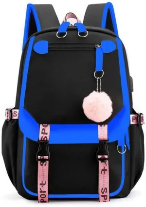 dageraad Backpacks For Teen Girls With USB Port,black cute backpack Can Hold 15.6in Notebook,Tablets.Girls Backpack Can Be Used As Gift for Students Or Friends (Blue)…