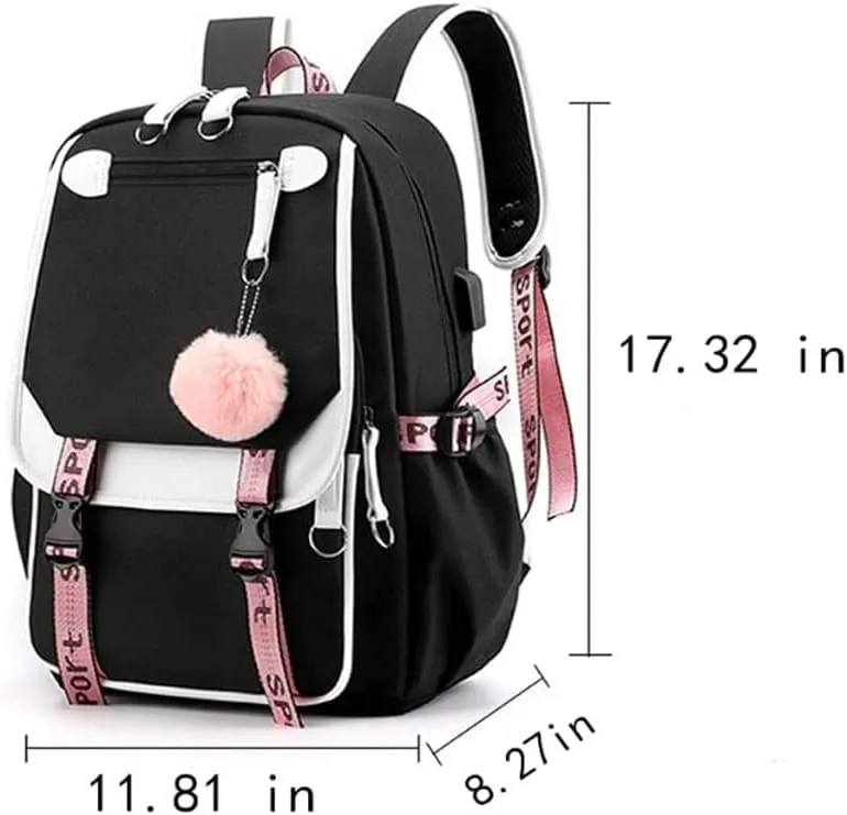 dageraad Backpacks For Teen Girls With USB Port,black cute backpack Can Hold 15.6in Notebook,Tablets.Girls Backpack Can Be Used As Gift for Students Or Friends (Blue)…