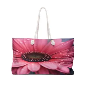 Daisy Dreams: Blushing Bloom Weekender Tote | Vivid Blossoming Flower Petals | Canvas Travel Overnight Beach Pool Shoulder Bag 24" × 13"