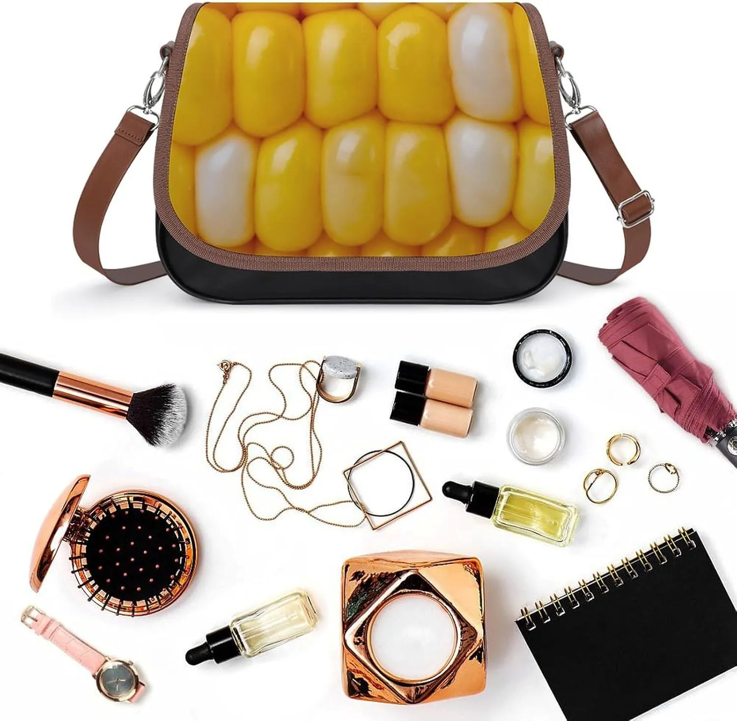 Decorative Beige Stone Leather Shoulder Bag with Detachable Shoulder Strap Versatile for Daily Use