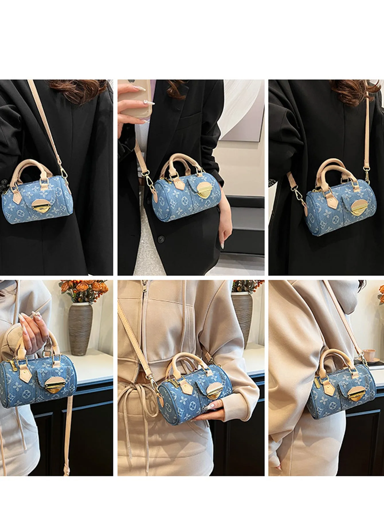 Denim blue fashionable all-match crossbody handbag