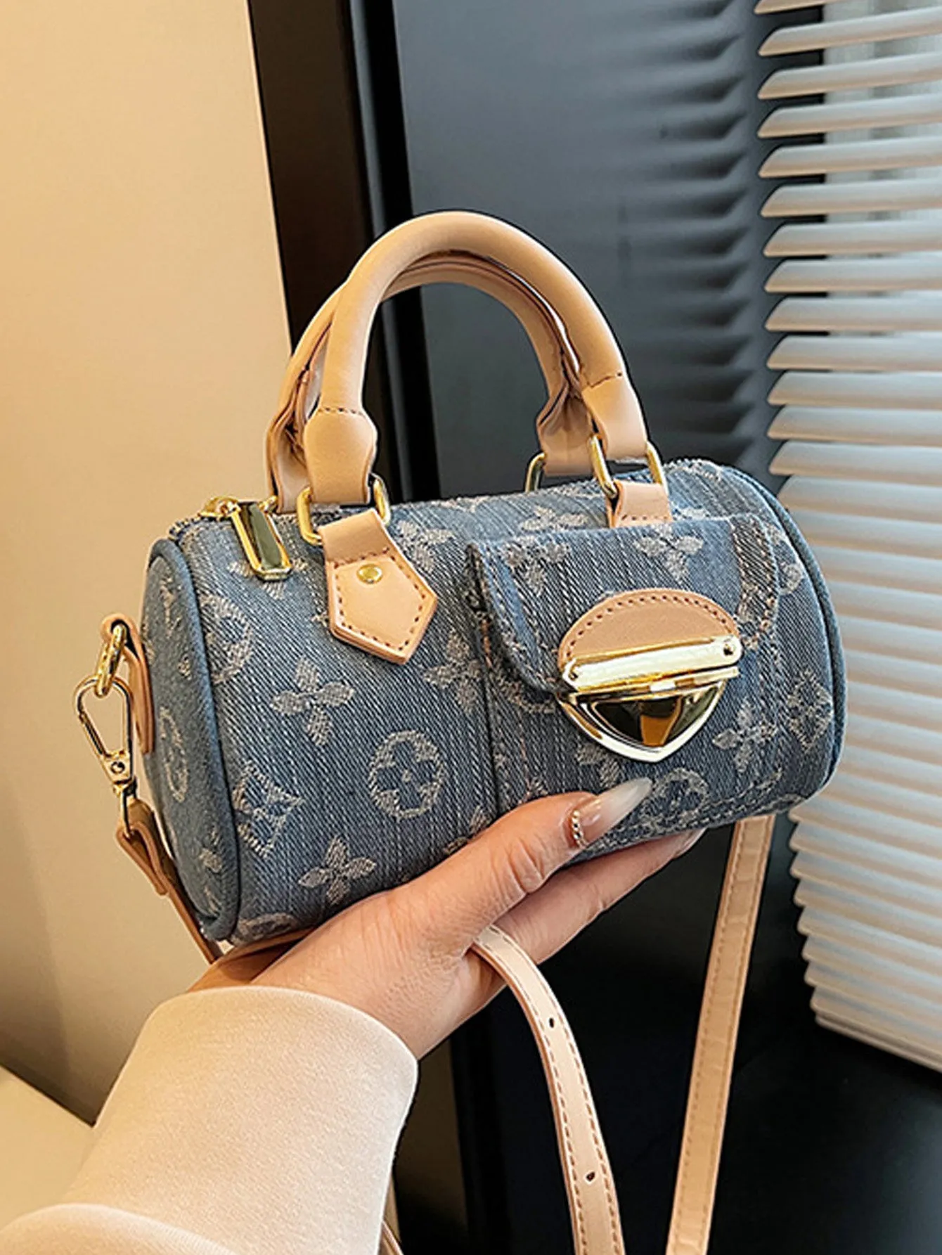 Denim blue fashionable all-match crossbody handbag