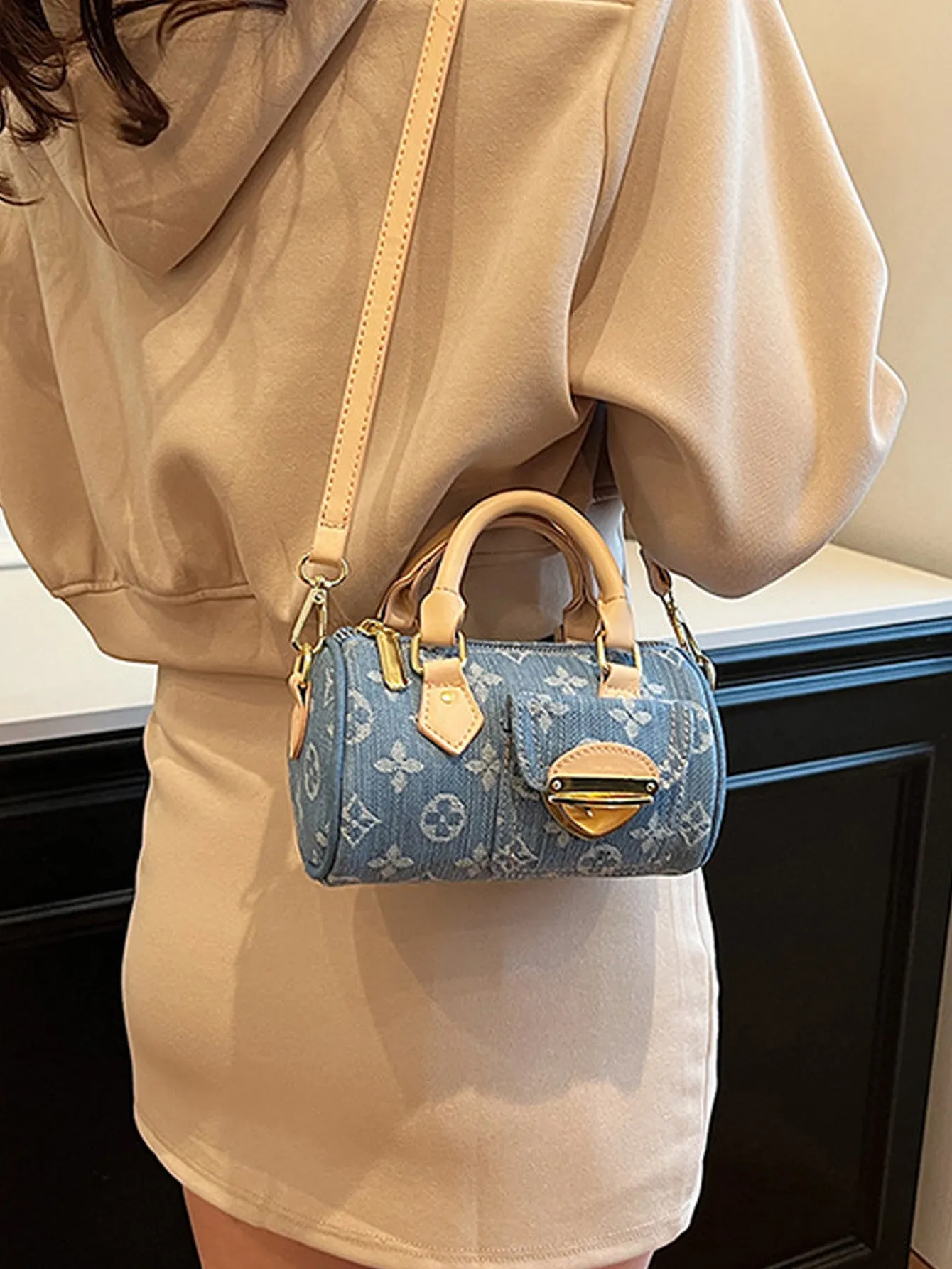 Denim blue fashionable all-match crossbody handbag