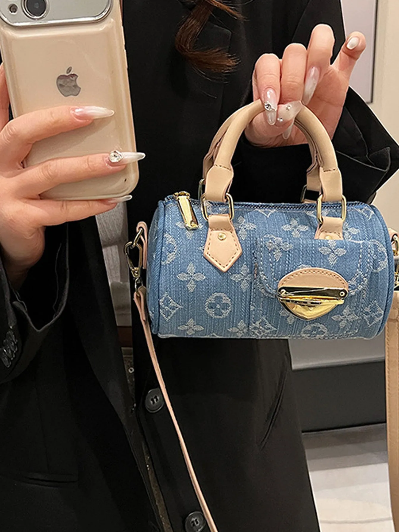 Denim blue fashionable all-match crossbody handbag