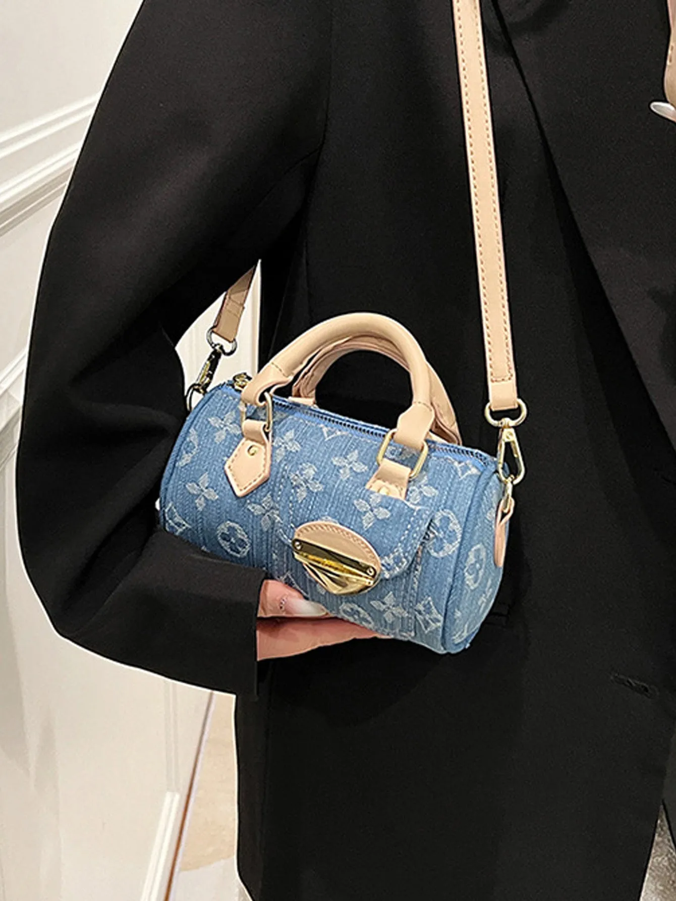 Denim blue fashionable all-match crossbody handbag