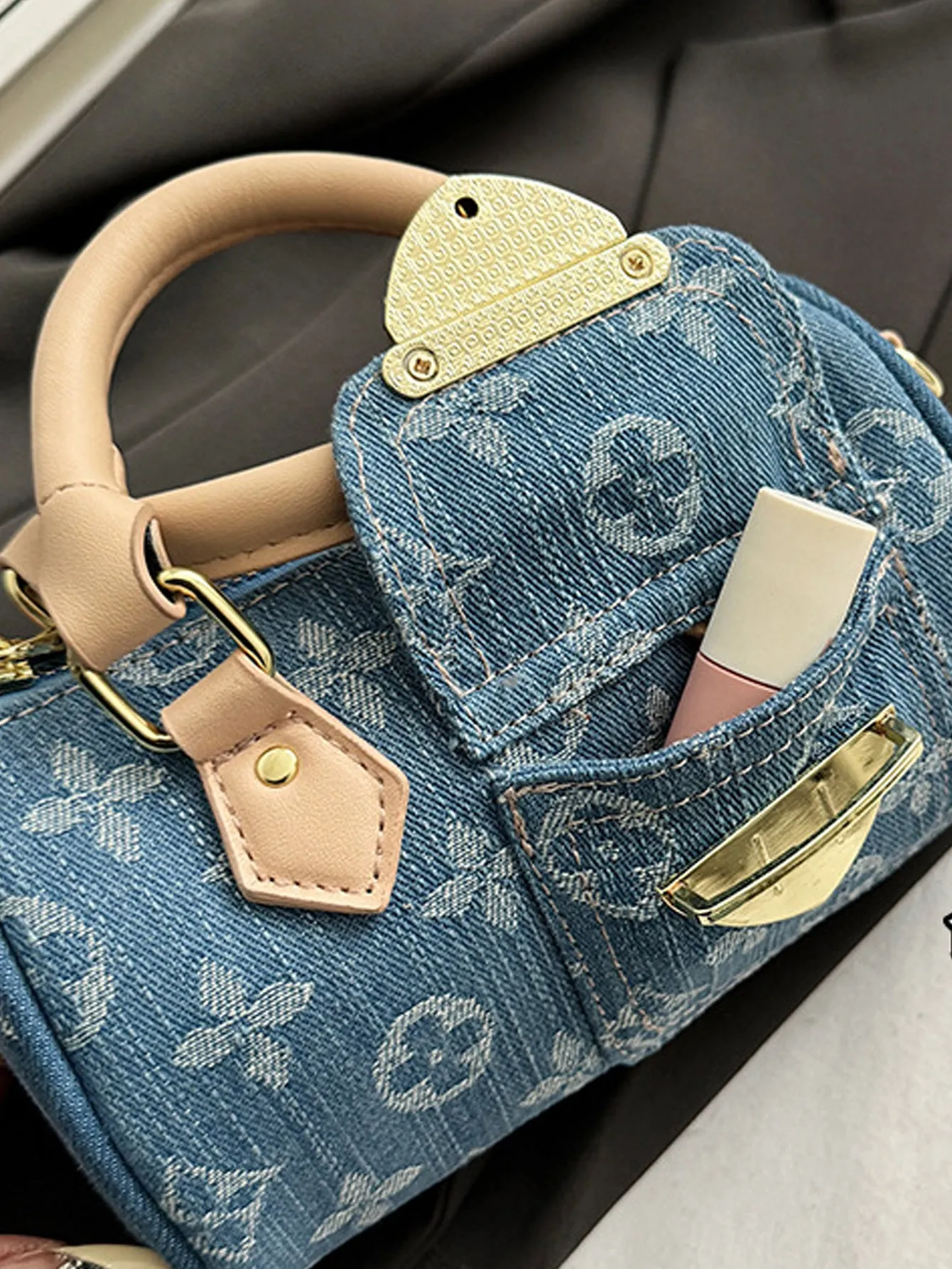 Denim blue fashionable all-match crossbody handbag