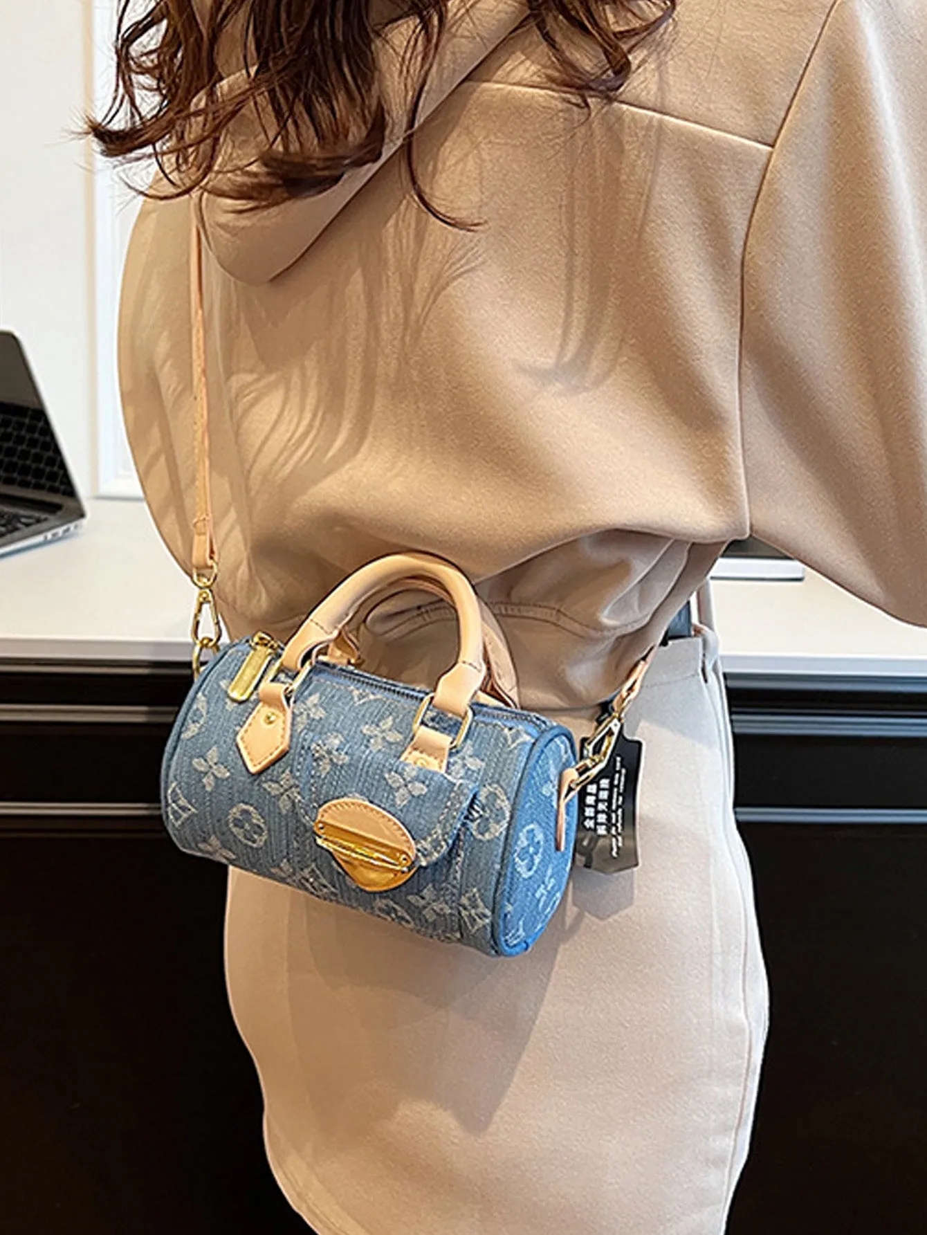 Denim blue fashionable all-match crossbody handbag