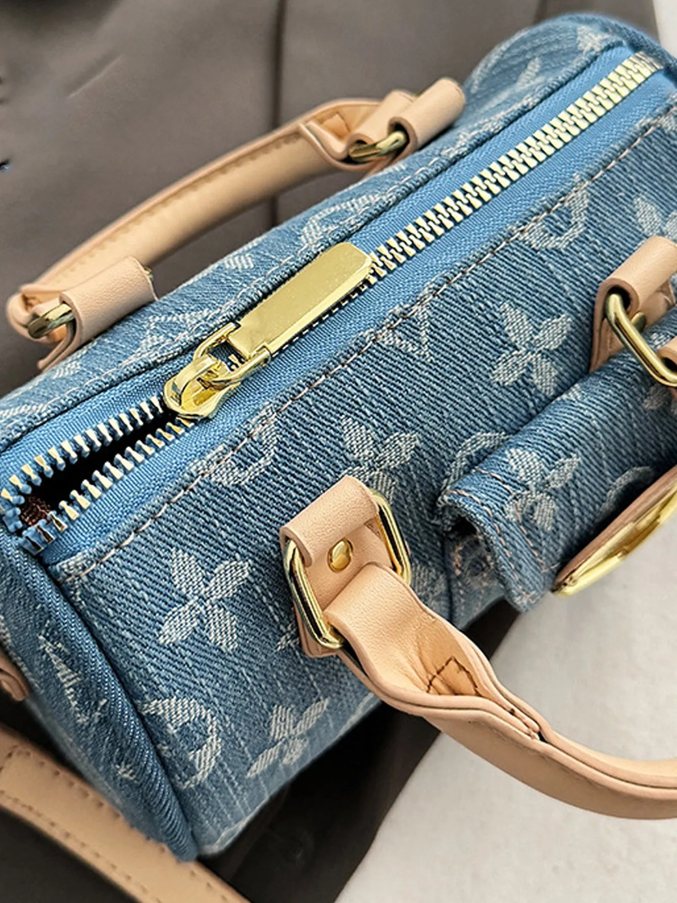 Denim blue fashionable all-match crossbody handbag