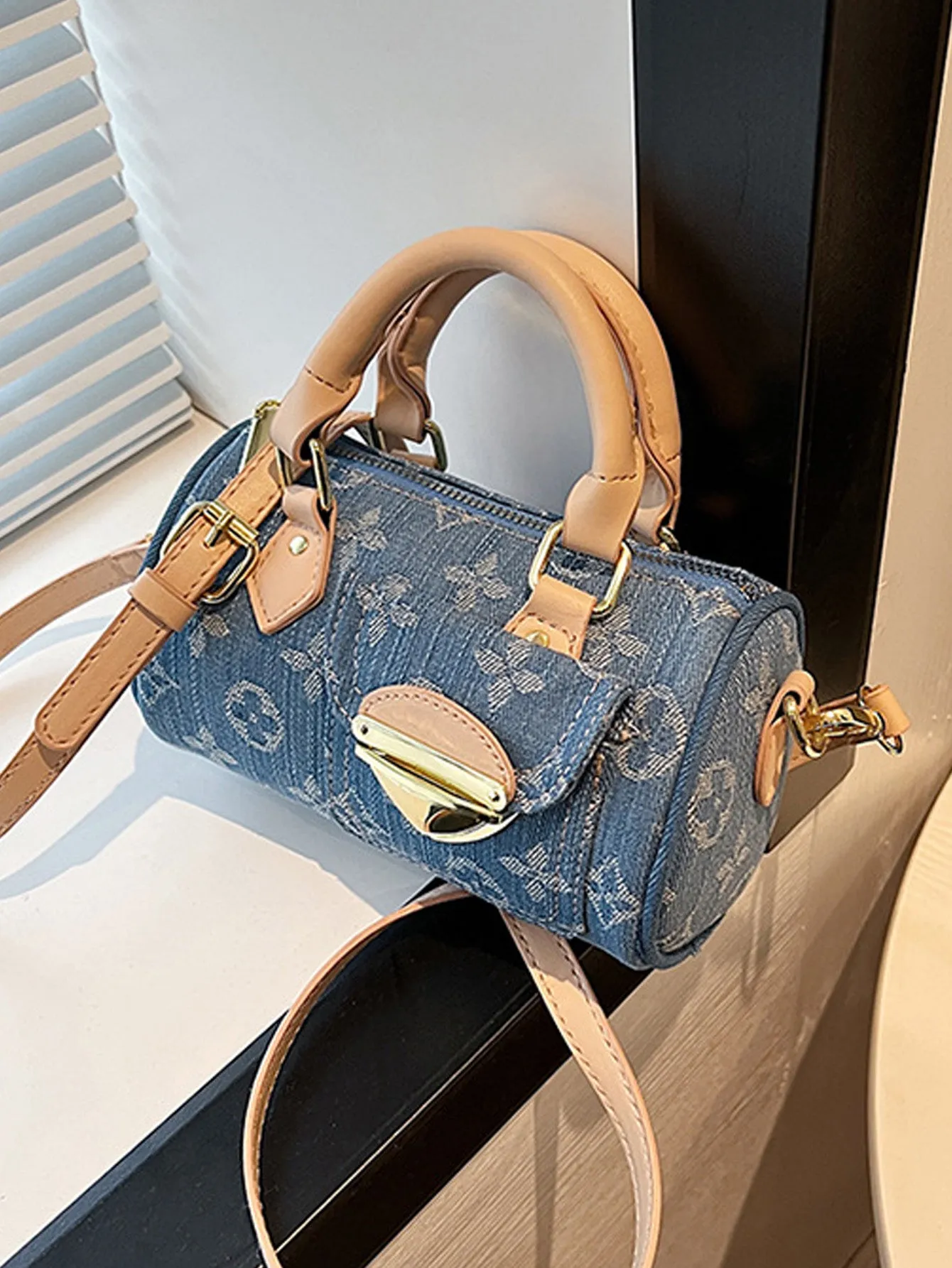 Denim blue fashionable all-match crossbody handbag