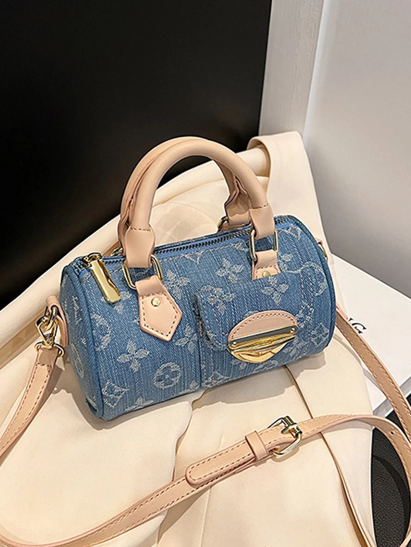 Denim blue fashionable all-match crossbody handbag