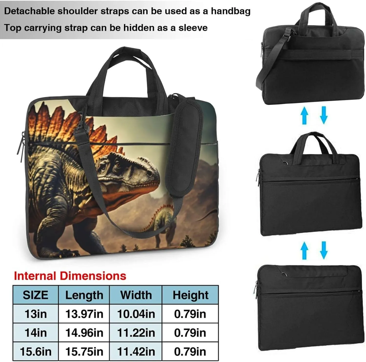Dinosaur Print Work Casual Office Laptop Shoulder Messenger Bag 13 inch 14 inch 15.6 inch