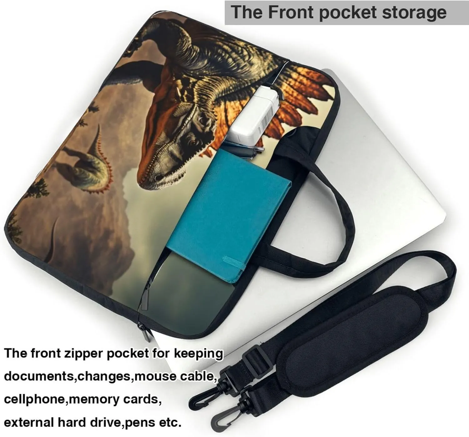 Dinosaur Print Work Casual Office Laptop Shoulder Messenger Bag 13 inch 14 inch 15.6 inch