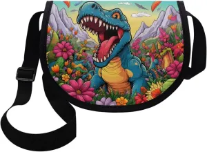 Dinosaur Purse for Girls Boys Small Crossbody Purses Age 6-8 Kids Pocketbook Shoulder Messenger Bag Wallet Sling Flight Bag Phone Holder Travel Holiday Cruise Shopping
