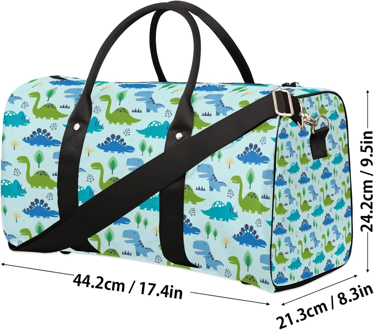 Dinosaur Themed Travel Duffle Bag, Weekender Bags for Women Men, Carry on Overnight Bag Waterproof Gym Bags, Hospital Bag for Labor and Delivery