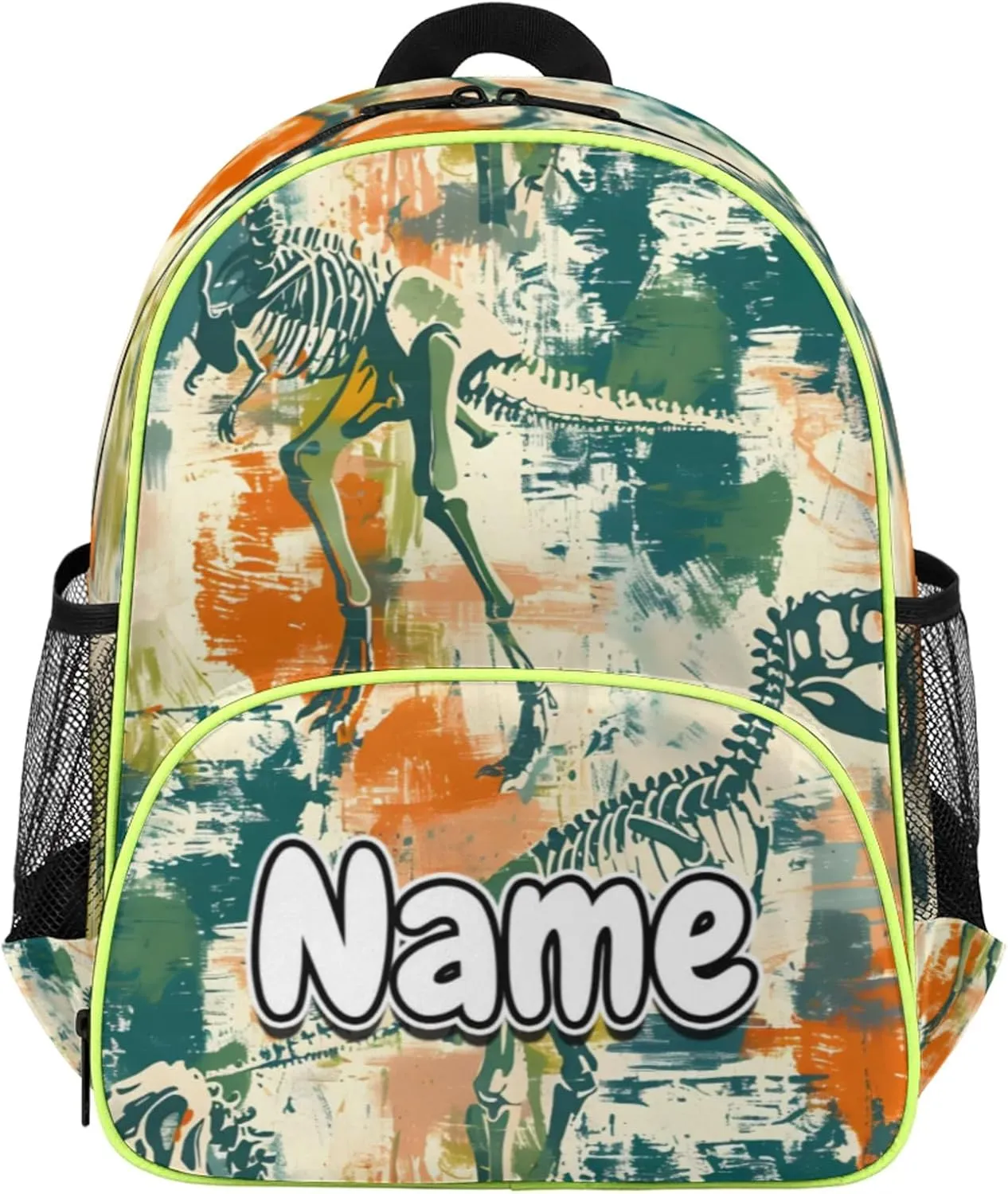 Dinosaurs Art Custom Backpack with Name Cute Personalized Small Shoulder Bag Waterproof Travel Casual Backpack with Chest Strap 14.2in