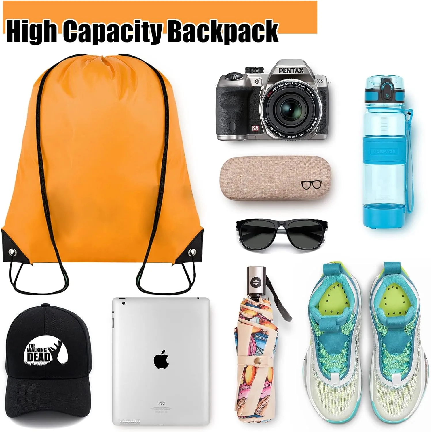 Drawstring Backpack Bulk 100Pcs Cinch Bag, Polyester Drawstring Bags for Gym Beach Sports Short Trip Party (20 Colors)