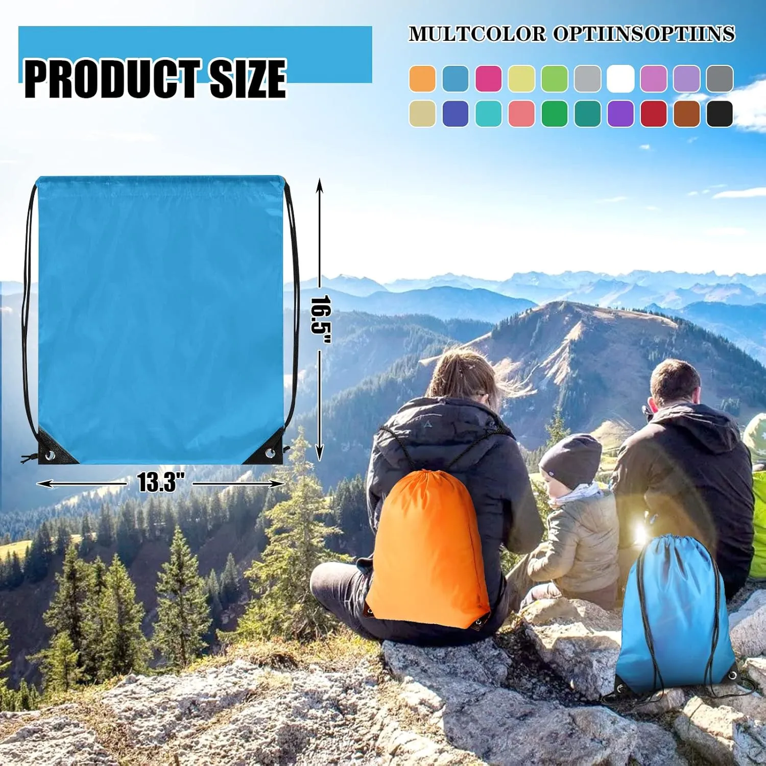 Drawstring Backpack Bulk 100Pcs Cinch Bag, Polyester Drawstring Bags for Gym Beach Sports Short Trip Party (20 Colors)