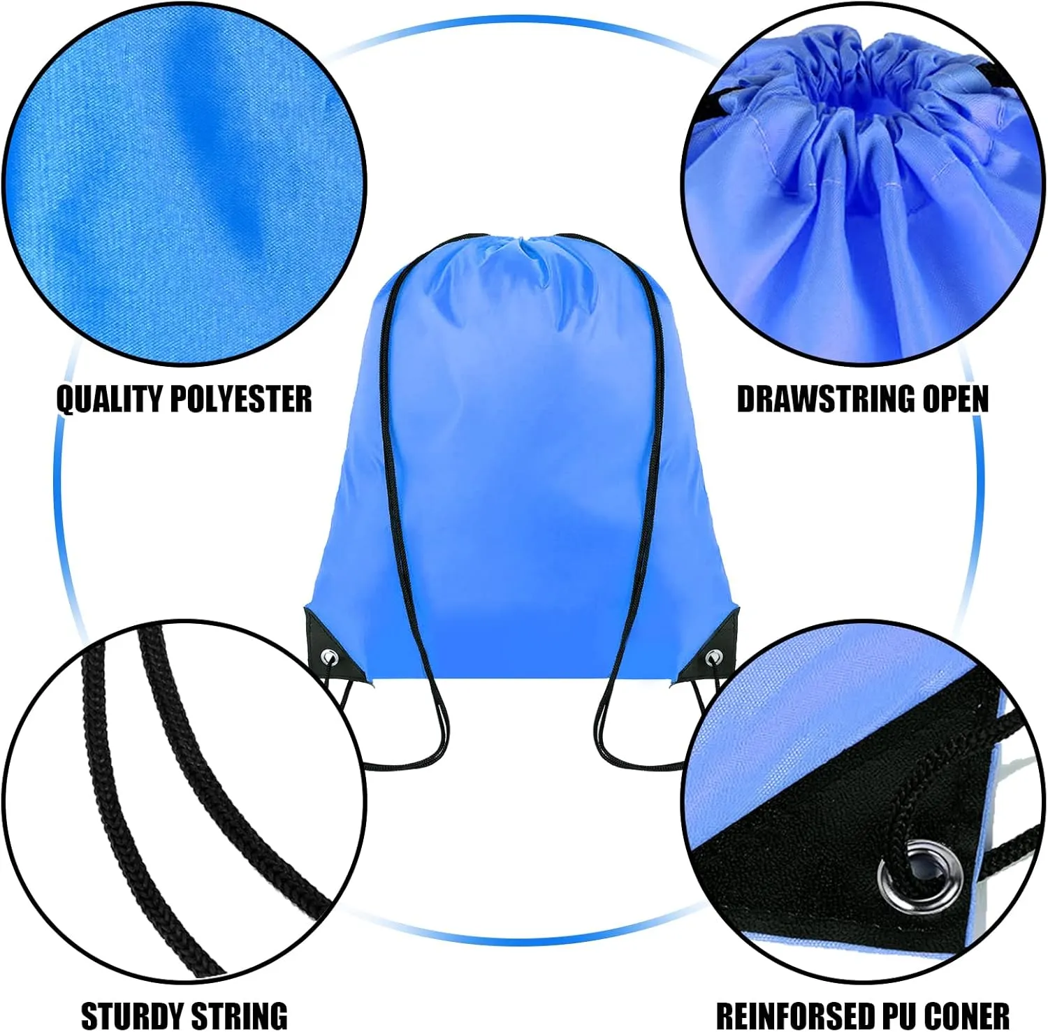 Drawstring Backpack Bulk 100Pcs Cinch Bag, Polyester Drawstring Bags for Gym Beach Sports Short Trip Party (20 Colors)