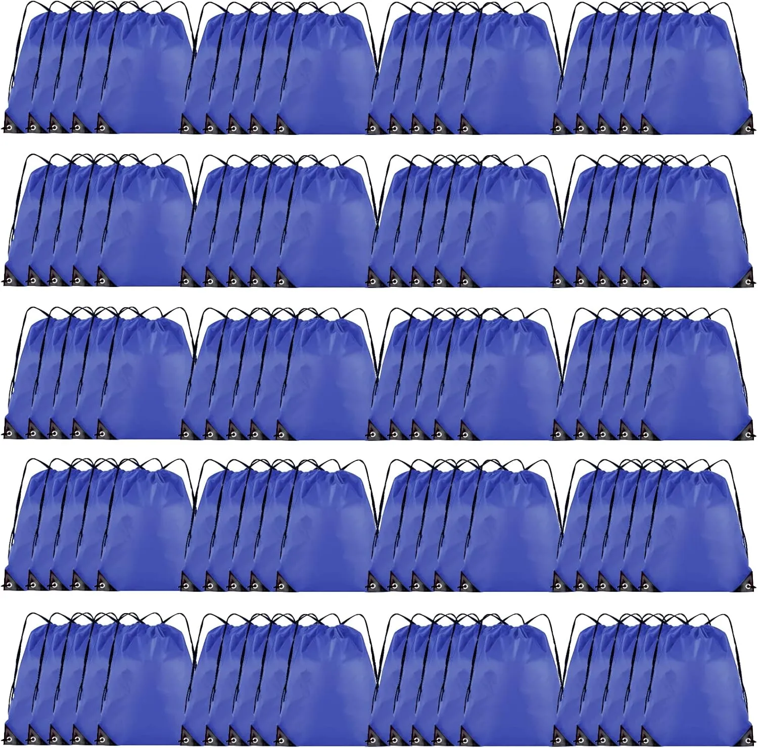 Drawstring Backpack Bulk 100Pcs Cinch Bag, Polyester Drawstring Bags for Gym Beach Sports Short Trip Party (Navy Blue)