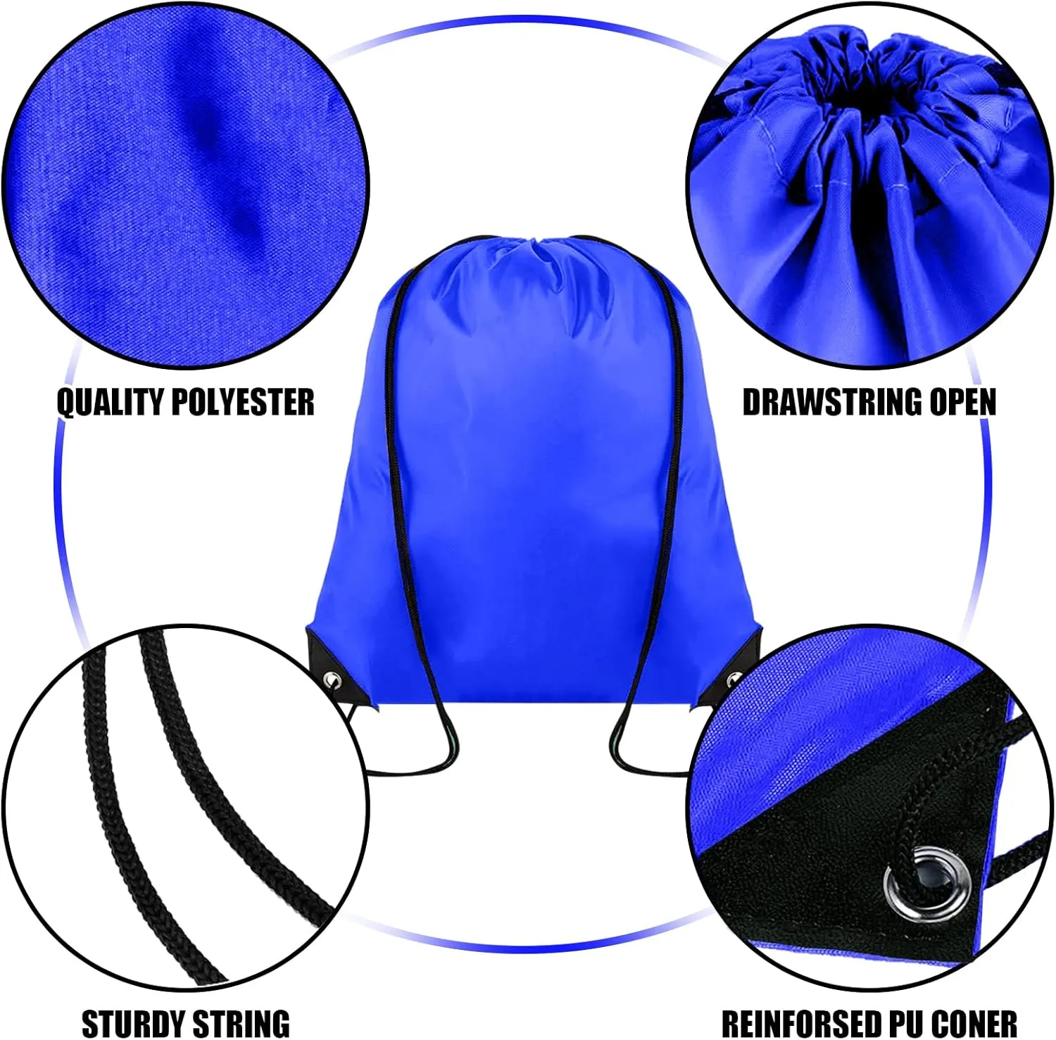 Drawstring Backpack Bulk 100Pcs Cinch Bag, Polyester Drawstring Bags for Gym Beach Sports Short Trip Party (Navy Blue)