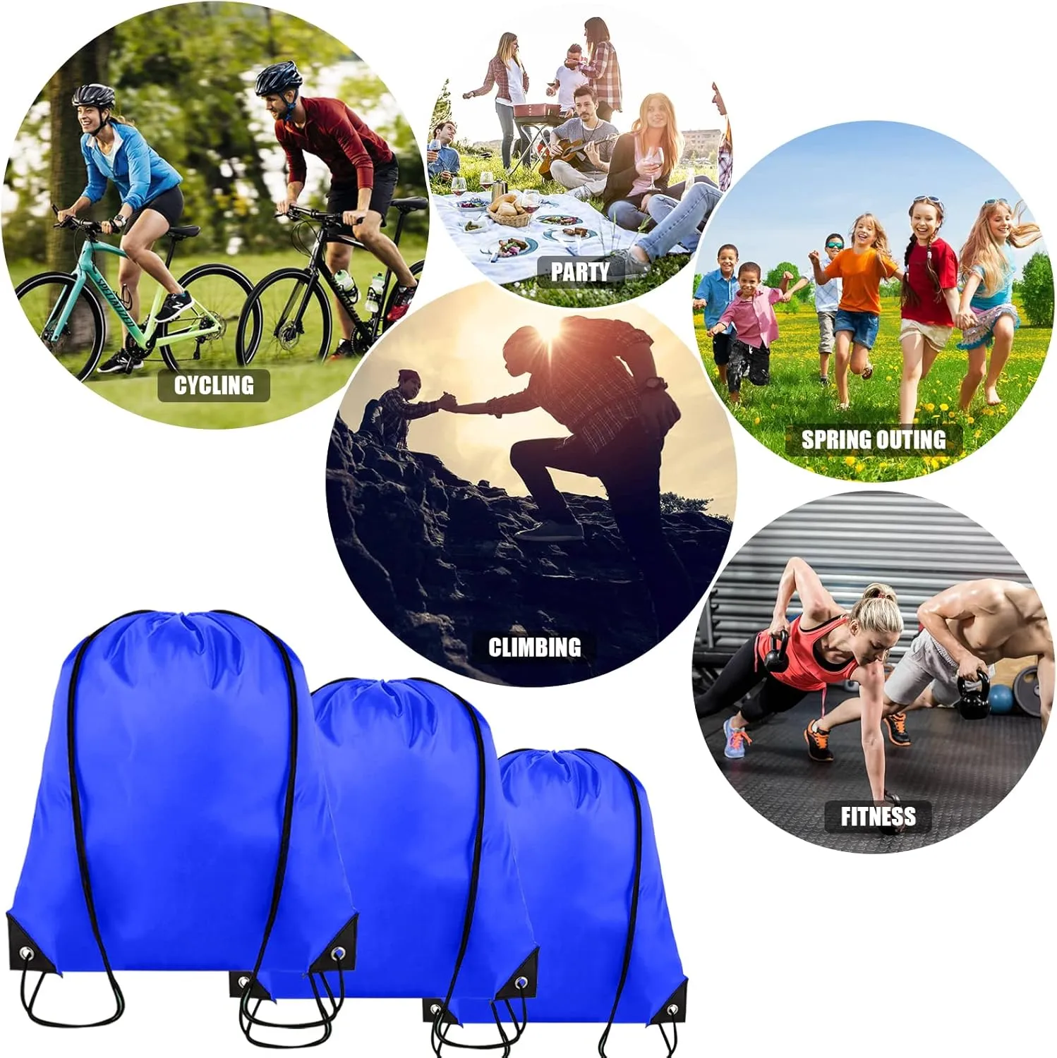 Drawstring Backpack Bulk 100Pcs Cinch Bag, Polyester Drawstring Bags for Gym Beach Sports Short Trip Party (Navy Blue)