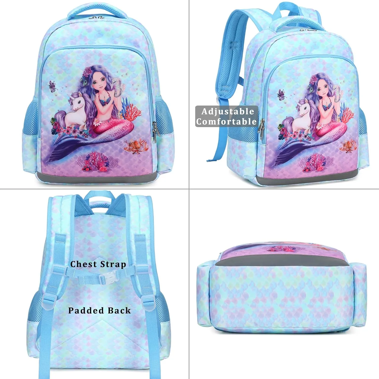 DSIUE Kids School Backpack for Girls, Preschool Backpack Kindergarten Bookbag Girls School Bag with Chest Strap and Lunchbox