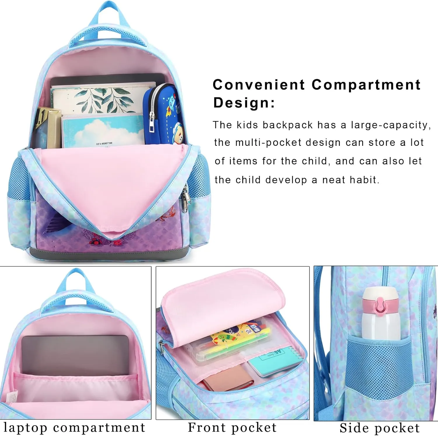 DSIUE Kids School Backpack for Girls, Preschool Backpack Kindergarten Bookbag Girls School Bag with Chest Strap and Lunchbox