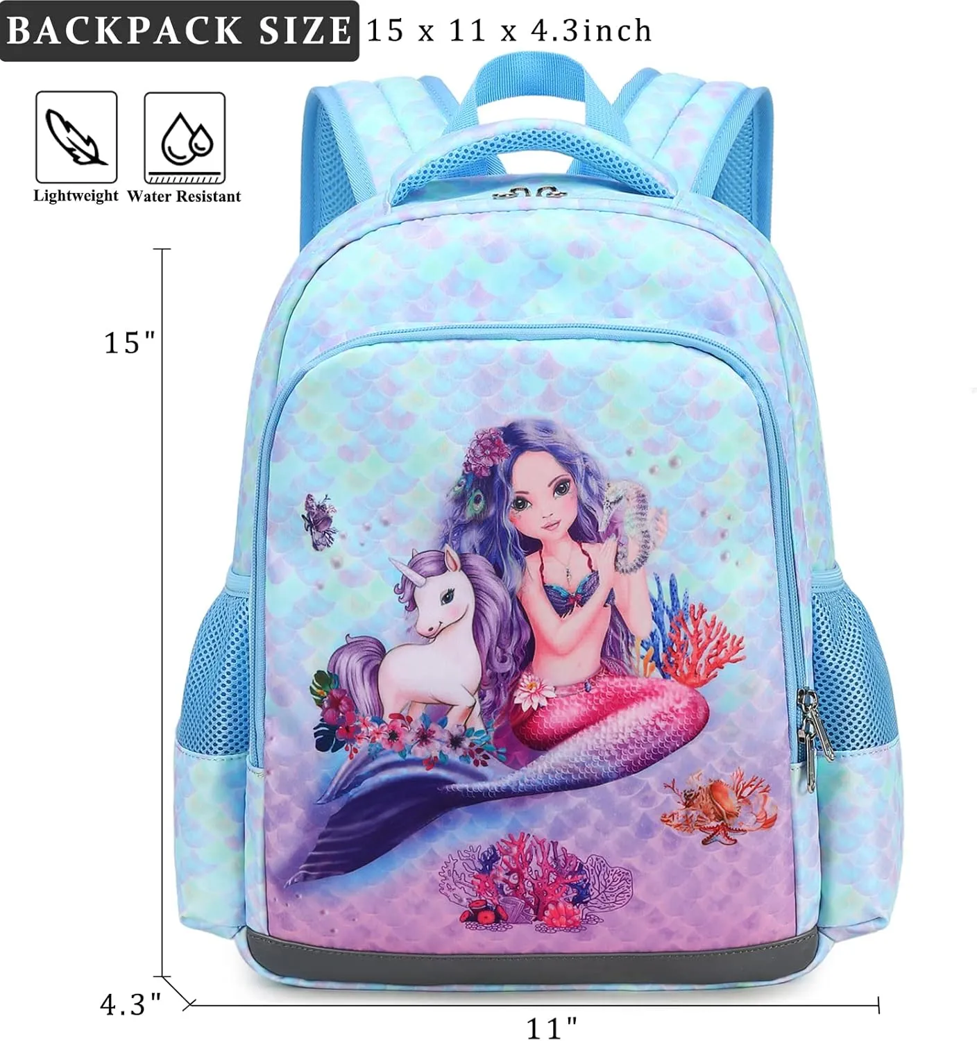 DSIUE Kids School Backpack for Girls, Preschool Backpack Kindergarten Bookbag Girls School Bag with Chest Strap and Lunchbox