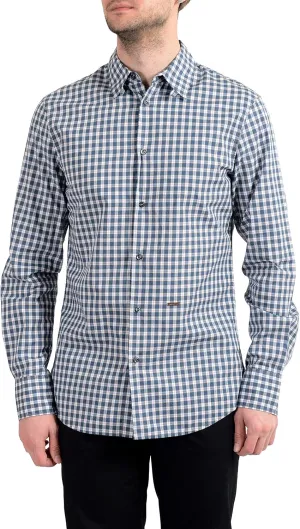 DSQUARED2 Men's Plaid Long Sleeve Casual Shirt US XS IT 46