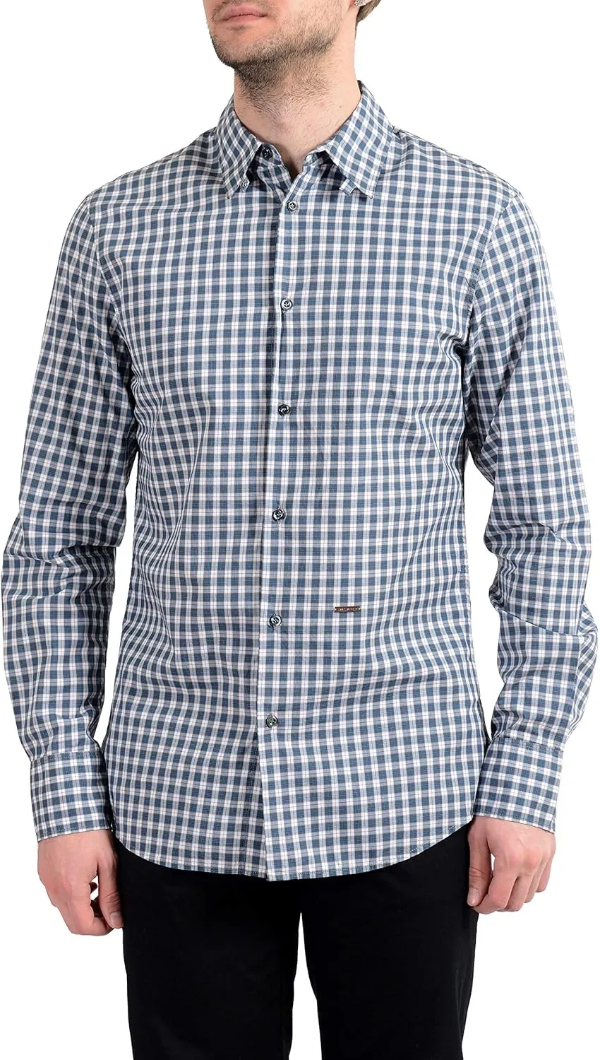 DSQUARED2 Men's Plaid Long Sleeve Casual Shirt US XS IT 46