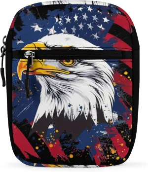 Ea-gle U.S. Flag Small Crossbody Purse Cute Travel Shoulder Bag with Adjustable Strap for Men Women
