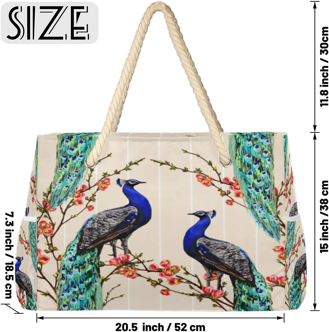 Elegant Flamingo Beach Bags for Women Large Beach Tote with Zipper Waterproof Travel Sandproof Shoulder Pool Bag