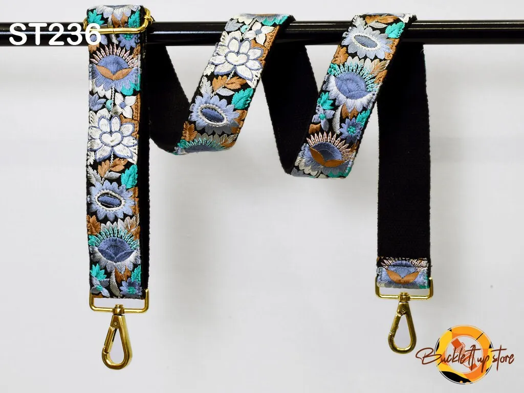 Embroidered Detachable Guitar Strap Crossbody Strap for Purses Bags Embroidery Replacement Messenger Strap Boho Tote Handbag Strap Gift Mom