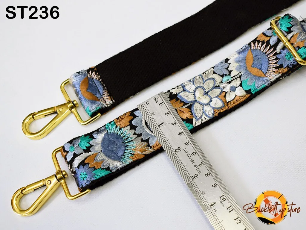 Embroidered Detachable Guitar Strap Crossbody Strap for Purses Bags Embroidery Replacement Messenger Strap Boho Tote Handbag Strap Gift Mom
