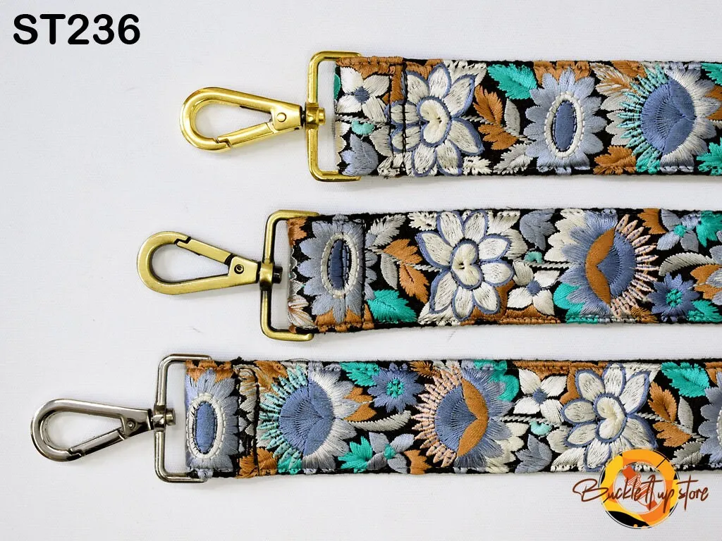 Embroidered Detachable Guitar Strap Crossbody Strap for Purses Bags Embroidery Replacement Messenger Strap Boho Tote Handbag Strap Gift Mom