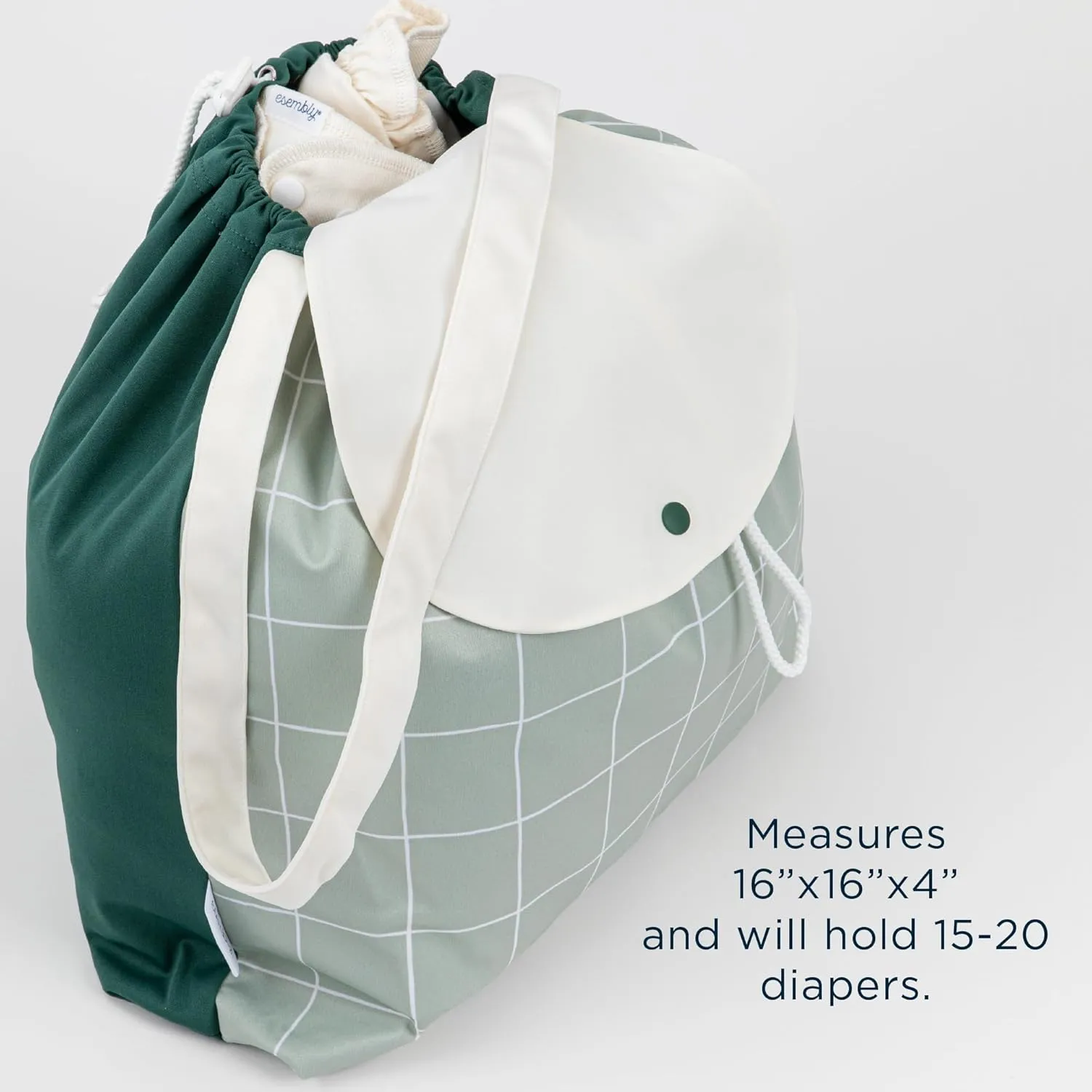Esembly Wet Day Bag, Wet Dry Bag for Cloth Diapers - Waterproof, Reusable and Washable - Multipurpose Diaper, Pool, Beach, Gym and Travel Bag with Two Compartments - One Size, Botanic Garden