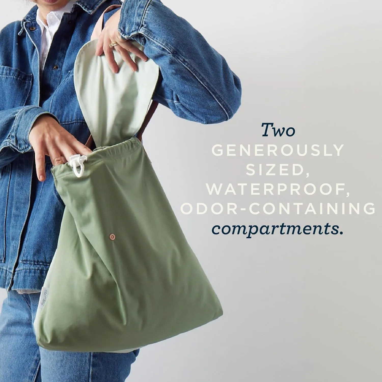 Esembly Wet Day Bag, Wet Dry Bag for Cloth Diapers - Waterproof, Reusable and Washable - Multipurpose Diaper, Pool, Beach, Gym and Travel Bag with Two Compartments - One Size, Botanic Garden