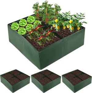 Fabric Raised Garden Bed, 3 Pack 4 Grids Plant Grow Bags, 2x2x0.82FT Breathable Planter Raised Beds for Growing Vegetables Potatoes Flowers, Rectangle Planting Container for Outdoor Gardening.