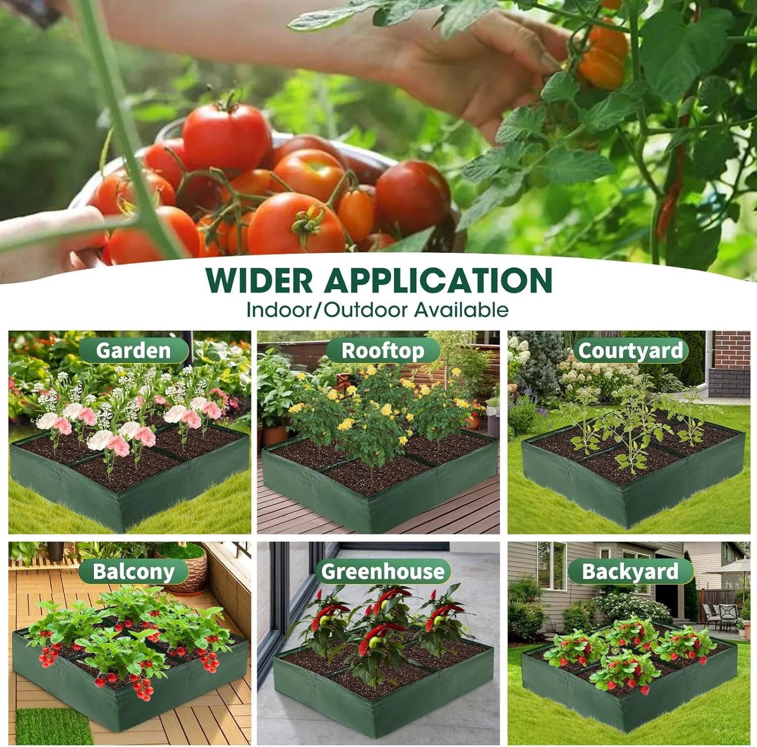 Fabric Raised Garden Bed, 3 Pack 4 Grids Plant Grow Bags, 2x2x0.82FT Breathable Planter Raised Beds for Growing Vegetables Potatoes Flowers, Rectangle Planting Container for Outdoor Gardening.
