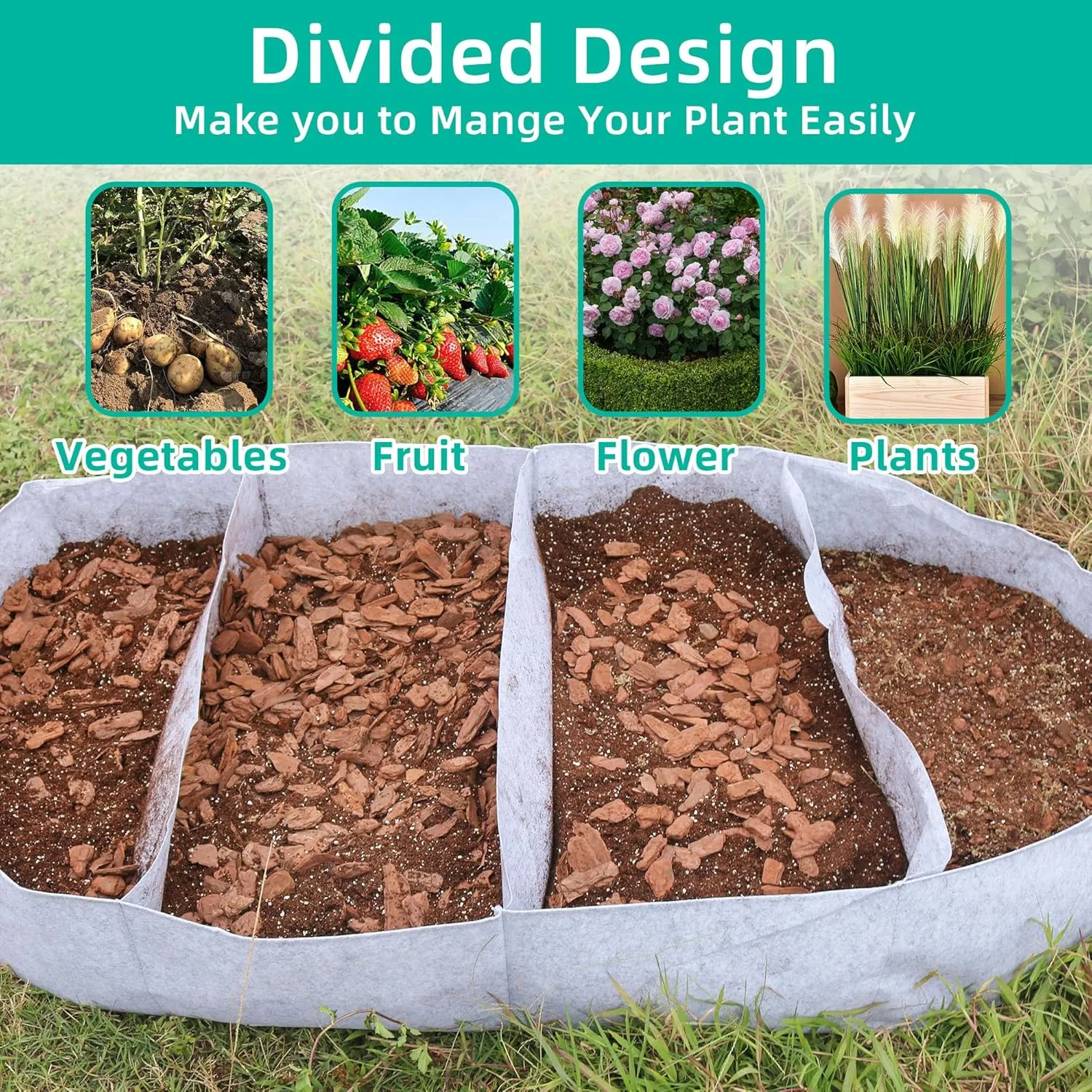 Fabric Raised Garden Beds Outdoor Grow Bags, 6x3x1ft Oval Raised Flower Bed Kit, Breathable Vegetable Planter Growing Bags for Potato, Planting Bags for Container Gardening Outdoor