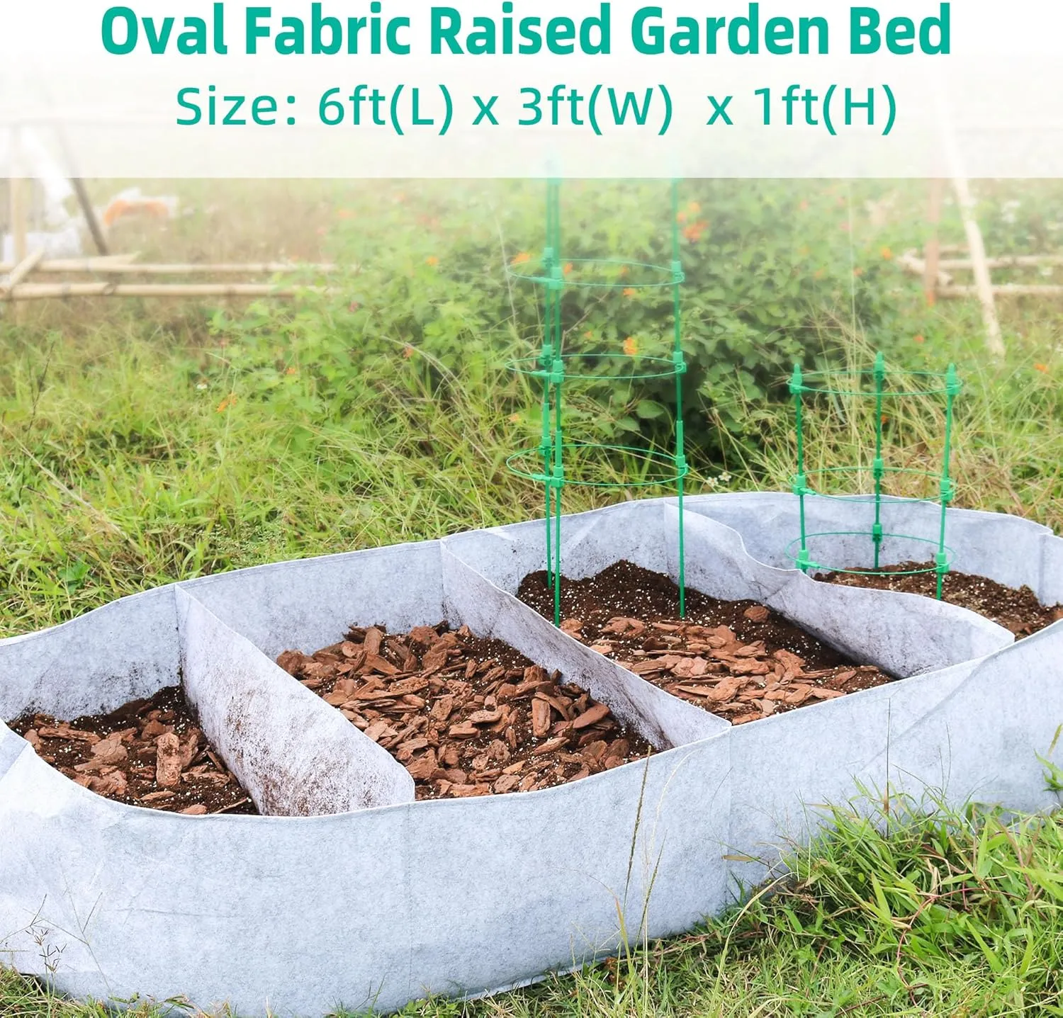 Fabric Raised Garden Beds Outdoor Grow Bags, 6x3x1ft Oval Raised Flower Bed Kit, Breathable Vegetable Planter Growing Bags for Potato, Planting Bags for Container Gardening Outdoor