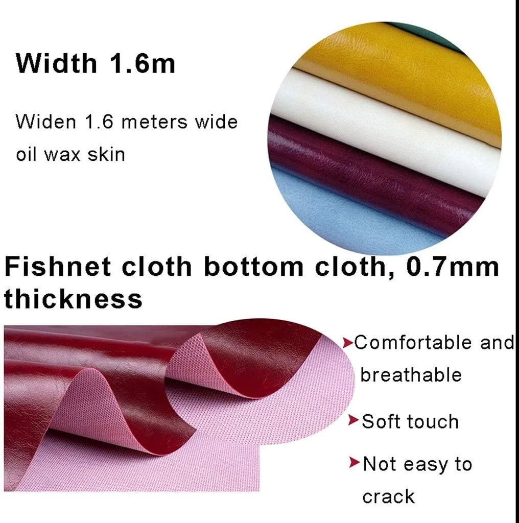 Faux Leather Fabric 160Cm Width, Oil Wax Leather Leatherette Upholstery Crafts DIY Sewings Sofa Handbag Car Seat/1.6 * 1M(Colour: Brown) (Color : Brown, Size : 1.6X4m)