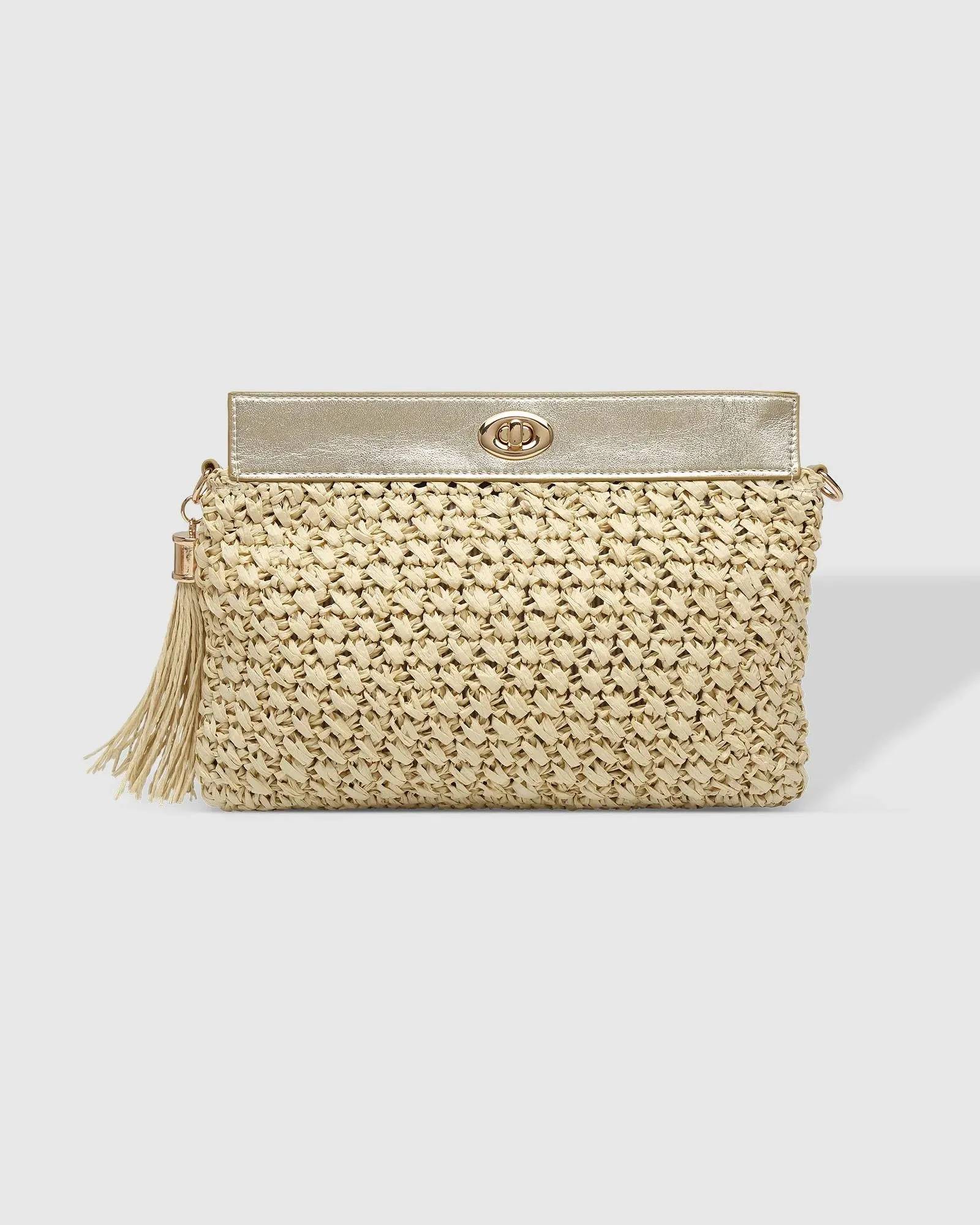 Fern Raffia Clutch in Champagne