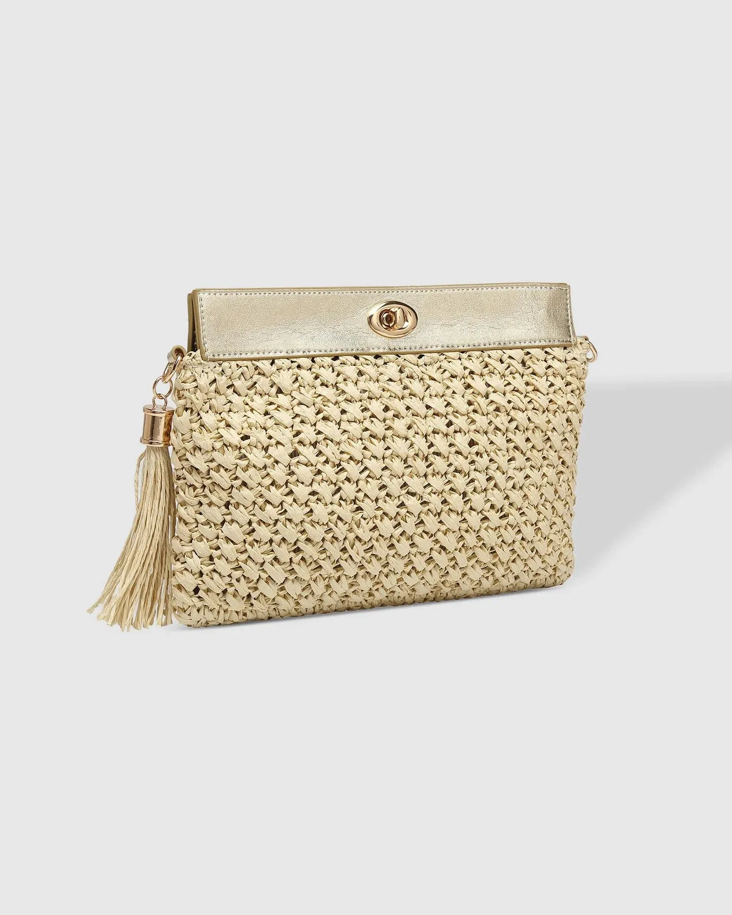 Fern Raffia Clutch in Champagne