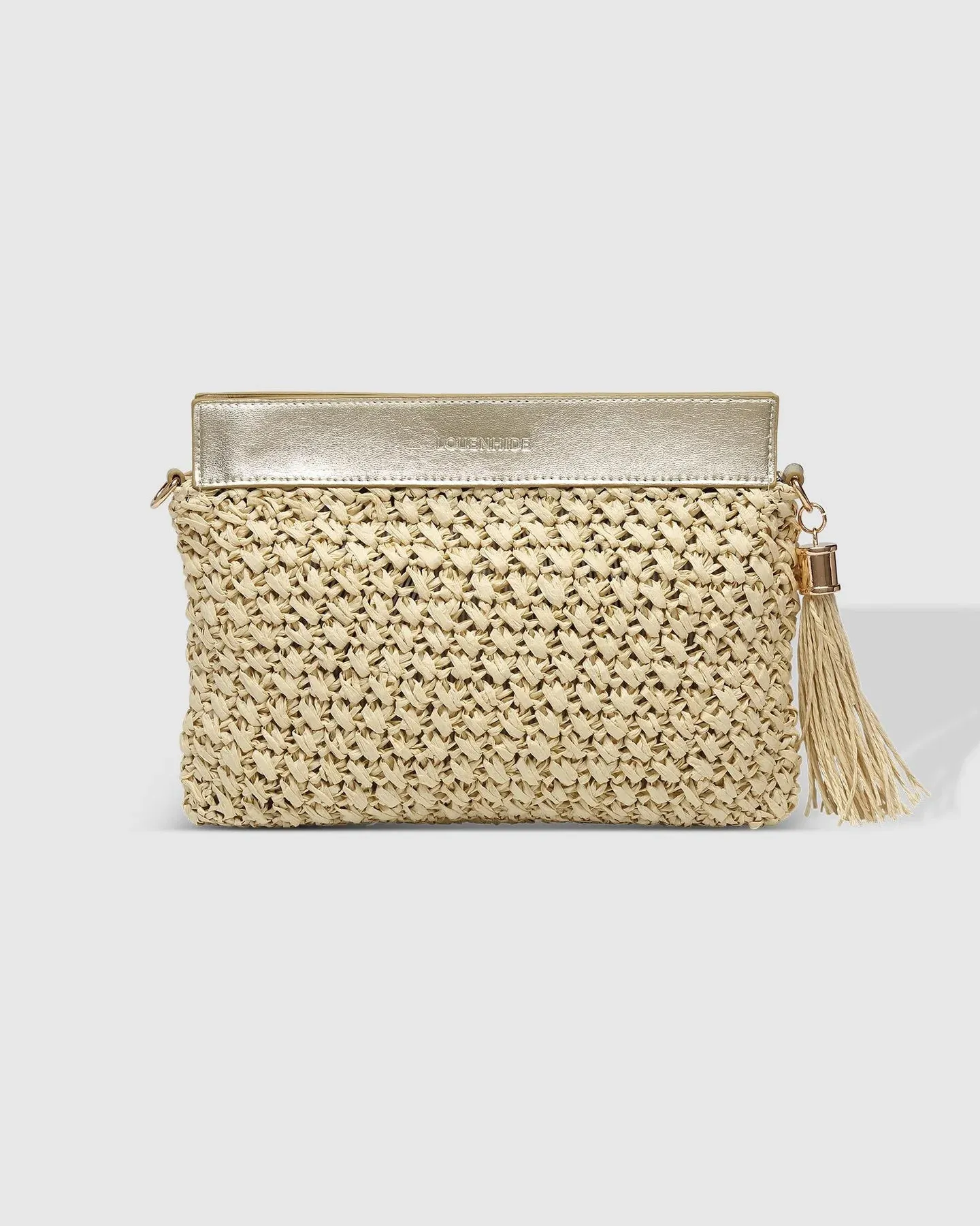 Fern Raffia Clutch in Champagne