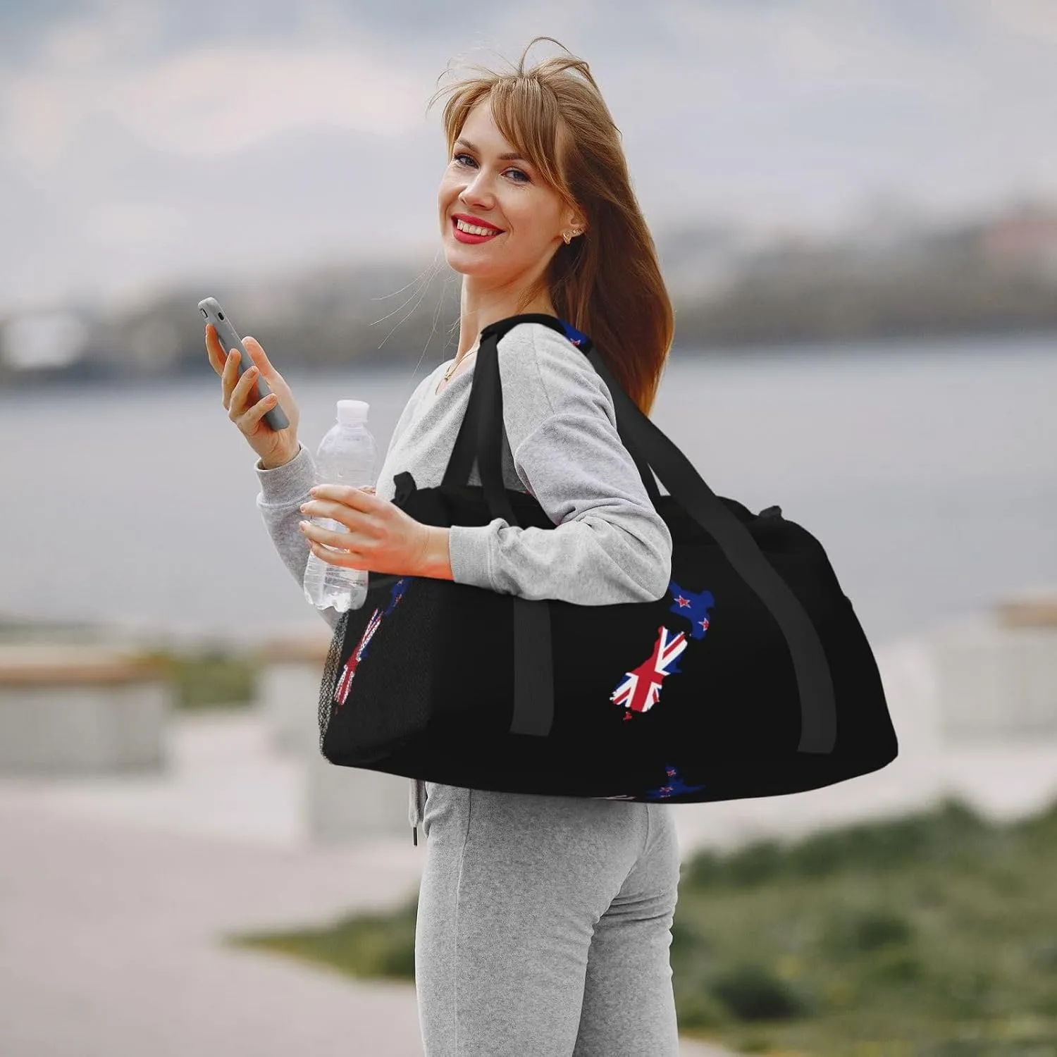Flag Map Of New Zealand Travel Duffel Bag Large Foldable Waterproof Overnight Bag For Beach Swim Bags Pool Sports Gym
