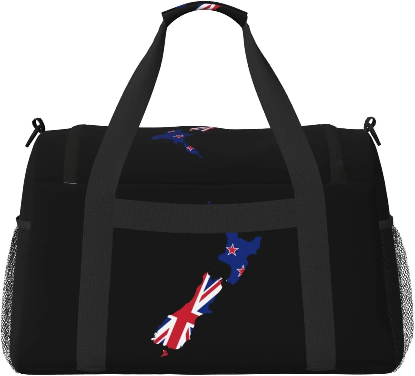 Flag Map Of New Zealand Travel Duffel Bag Large Foldable Waterproof Overnight Bag For Beach Swim Bags Pool Sports Gym