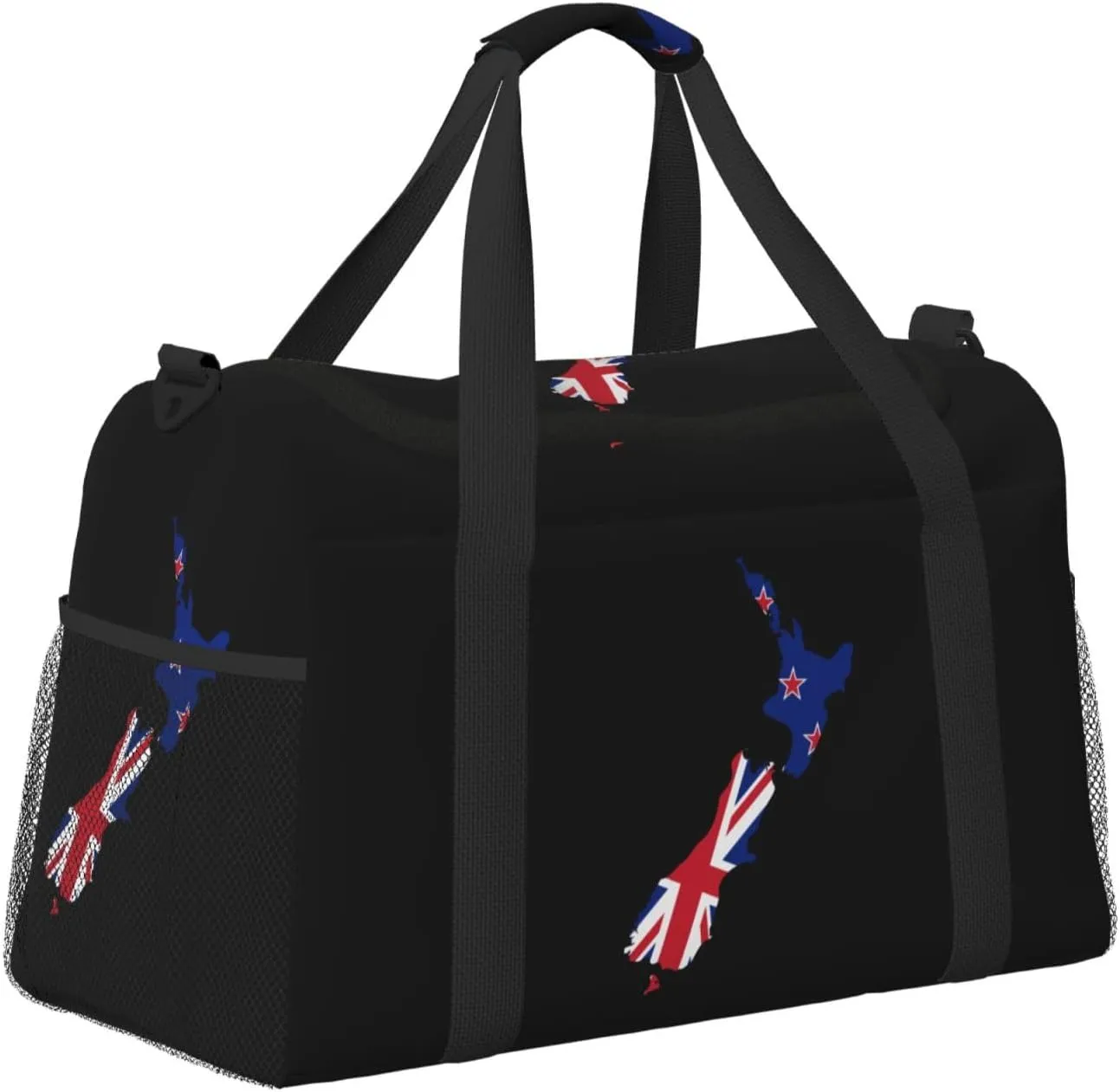 Flag Map Of New Zealand Travel Duffel Bag Large Foldable Waterproof Overnight Bag For Beach Swim Bags Pool Sports Gym