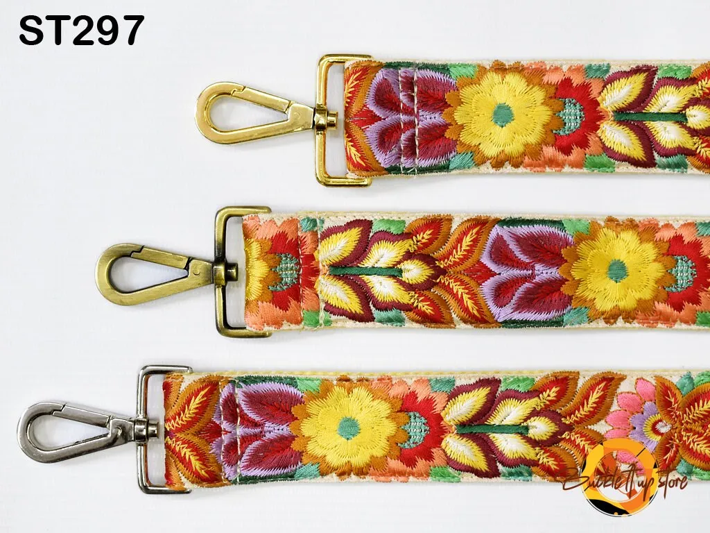 Floral Boho Guitar Strap Embroidered Purse Strap Crossbody Strap for Purses Handbag Boho Bag Strap Embroidery Replacement Strap Gift for her